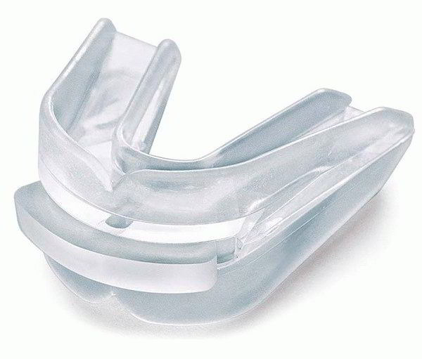 Two-jaw boxing mouth guard in a plastic box